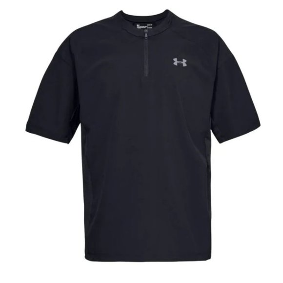 Men's Solid Black Under Armour Cage Jacket - Short Sleeve - Picture 1 of 1